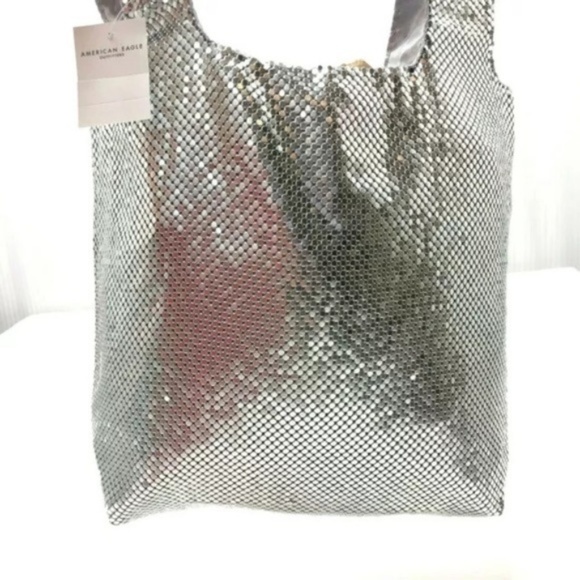 American Eagle Outfitters Handbags - AEO Mini Handbag Purse Silver Metallic Reflective